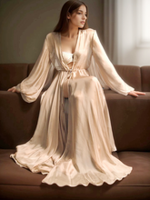 Load image into Gallery viewer, Unique Silky Shiny Crinkle Chiffon long Lingerie Robe dress
