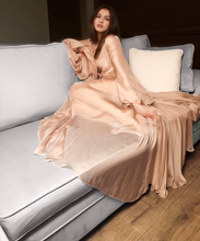 Load image into Gallery viewer, Unique Silky Shiny Crinkle Chiffon long Lingerie Robe dress