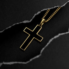 Load image into Gallery viewer, Stone Cross (Large) - 14K Gold Onyx