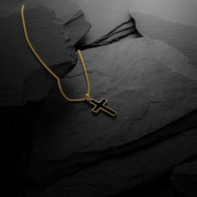 Load image into Gallery viewer, Stone Cross (Large) - 14K Gold Onyx