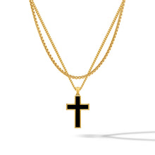 Load image into Gallery viewer, Stone Cross Pendant - Gold Set