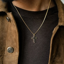 Load image into Gallery viewer, Stone Cross Pendant - 14K Gold Onyx