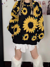Load image into Gallery viewer, Sunflower Pattern Embroidery Knit Sweater | NCS