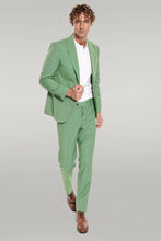 Load image into Gallery viewer, 2 Piece Patterned Slim Fit Green Men Suit - Wessi
