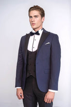 Load image into Gallery viewer, Patterned Jacket Combined Navy Blue Tuxedo | Wessi