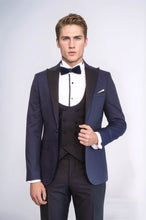 Load image into Gallery viewer, Patterned Jacket Combined Navy Blue Tuxedo | Wessi
