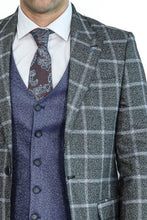 Load image into Gallery viewer, Grey Blue Checked Suit - Wessi