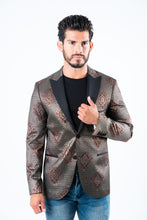 Load image into Gallery viewer, Men's Double Button Black Woven Printed Blazer