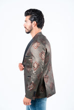 Load image into Gallery viewer, Men's Double Button Black Woven Printed Blazer
