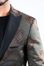 Load image into Gallery viewer, Men's Double Button Black Woven Printed Blazer