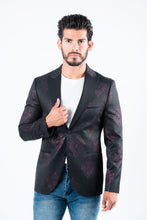 Load image into Gallery viewer, Men's Double Button Black Woven Printed Blazer
