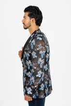 Load image into Gallery viewer, Men's Double Button Black Woven Printed Blazer