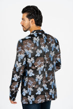 Load image into Gallery viewer, Men's Double Button Black Woven Printed Blazer