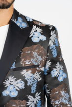 Load image into Gallery viewer, Men's Double Button Black Woven Printed Blazer