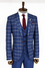 Load image into Gallery viewer, Checked Blue Men Suit - Wessi