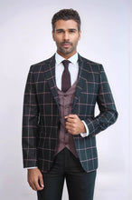 Load image into Gallery viewer, Checked Patterned Slim Fit Black Men Suit - Wessi