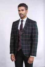 Load image into Gallery viewer, Checked Patterned Slim Fit Black Men Suit - Wessi