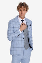 Load image into Gallery viewer, Checked Patterned Slim Fit Light Blue Men Suit - Wessi