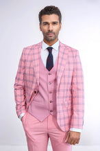 Load image into Gallery viewer, Checked Patterned Slim Fit Pink Men Suit - Wessi