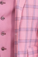 Load image into Gallery viewer, Checked Patterned Slim Fit Pink Men Suit - Wessi