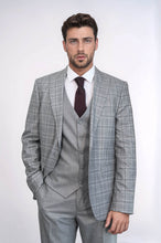 Load image into Gallery viewer, Checked Slim Fit Light Grey Men Suit - Wessi