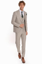 Load image into Gallery viewer, Checked Slim Fit Cream Men Suit - Wessi