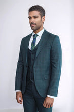Load image into Gallery viewer, Checked Slim Fit Green Men Suit - Wessi