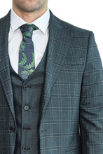 Load image into Gallery viewer, Checked Slim Fit Green Men Suit - Wessi