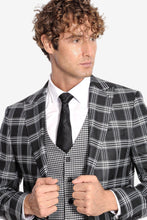 Load image into Gallery viewer, Slim Fit Patterned Checked Black Men Suit - Wessi