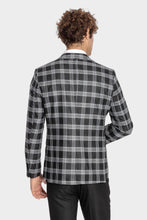 Load image into Gallery viewer, Slim Fit Patterned Checked Black Men Suit - Wessi
