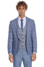 Load image into Gallery viewer, Patterned Checked Slim Fit Blue Men Suit - Wessi