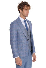 Load image into Gallery viewer, Patterned Checked Slim Fit Blue Men Suit - Wessi