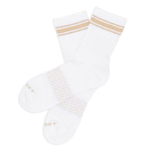 Load image into Gallery viewer, White/Tan Quarter Crew Women's Socks