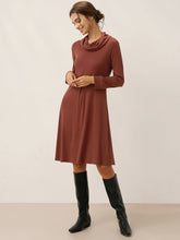 Load image into Gallery viewer, Lyocell Wool Draped Neck Stretch Midi Dress KIRA