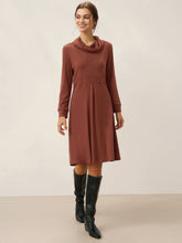 Load image into Gallery viewer, Lyocell Wool Draped Neck Stretch Midi Dress KIRA