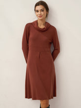 Load image into Gallery viewer, Lyocell Wool Draped Neck Stretch Midi Dress KIRA