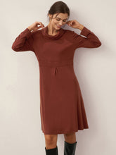 Load image into Gallery viewer, Lyocell Wool Draped Neck Stretch Midi Dress KIRA