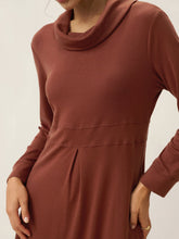 Load image into Gallery viewer, Lyocell Wool Draped Neck Stretch Midi Dress KIRA