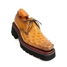 Load image into Gallery viewer, Thick-soled ochre ostrich leather Derby shoes