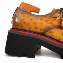 Load image into Gallery viewer, Thick-soled ochre ostrich leather Derby shoes