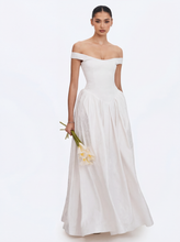 Load image into Gallery viewer, Tinsley White Jacquard Bardot Wedding Gown