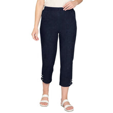 Load image into Gallery viewer, Women's Capris with Studded Hem Detail in Tri-Blend Denim and Twill with Angled side Pockets