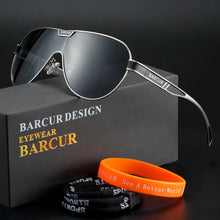 Load image into Gallery viewer, BARCUR Men's Polarized Sunglasses UV400 Protection Special-Shaped Eyewear for Men Stainless Steel Frame Eyeglasses Accessory
