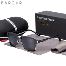 Load image into Gallery viewer, BARCUR Polarized Men’s Sunglasses – Fashionable Square Stainless Steel Frame UV400 Protection Anti-Reflective Outdoor Sports & Driving Eyewear – Original Design Casual Style with Premium Polycarbonate Lenses