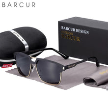 Load image into Gallery viewer, BARCUR Polarized Men’s Sunglasses – Fashionable Square Stainless Steel Frame UV400 Protection Anti-Reflective Outdoor Sports & Driving Eyewear – Original Design Casual Style with Premium Polycarbonate Lenses
