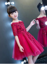Load image into Gallery viewer, Red Tulle Flower Girl Dress - # GIAA221710002