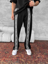 Load image into Gallery viewer, Unisex Cotton Joggers with Side Pattern / Black Streetwear Pants