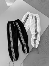 Load image into Gallery viewer, Unisex Cotton Joggers with Side Pattern / Black Streetwear Pants