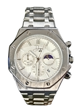 Load image into Gallery viewer, Silver Stainless Steel Watch – ChronoLunar White Dial by Dapper Watches
