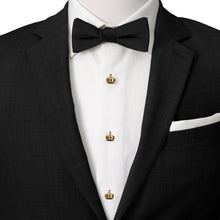 Load image into Gallery viewer, VDP 3D Crown Gold Crystal Stud Set